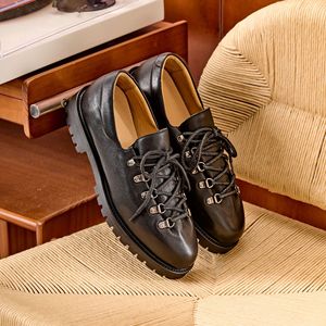 Zapatos de cuero con punta redonda estilo retro americano para hombre, zapatos Derby casuales británicos para exteriores - Product Image 3