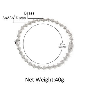 Hip Hop Full Pave Zircon 10,8mm Iced Out Cross Clustered <span class=keywords><strong>Diamond</strong></span> Gold Plated Flower Cuban Chain Gargantilla Collares para hombres - Product Image 6