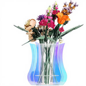 <span class=keywords><strong>Vase</strong></span> en acrylique pour bouquet de fleurs <span class=keywords><strong>Lego</strong></span>, support d'affichage robuste, capacité de 32 tiges, ensemble de construction multicolore - Product Image 1