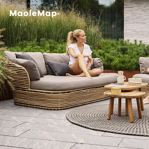 أثاث فندقي طقم فناء للحديقة، كرسي استرخاء عصري من الخوص للمقهى والشاطئ وحمام السباحة، كرسي فاخر من الألومنيوم، سرير تشمس من الروطان على الطراز الشمالي للبيسترو - Product Image 5