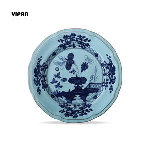 Синие чернила винтажные декоративные блюда керамическая фарфоровая Роскошная Посуда Набор всех цветов на заказ итальянский стиль кости Китай оптовая продажа - Product Image 5