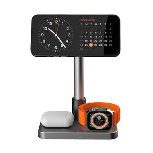 Personalizado 3-en-1 15W Carga inalámbrica Cargador magnético de escritorio Smart FCC Transmisión en vivo Compatible <span class=keywords><strong>iPhone</strong></span> 15 iWatch <span class=keywords><strong>AirPods</strong></span> 10W - Product Image 3