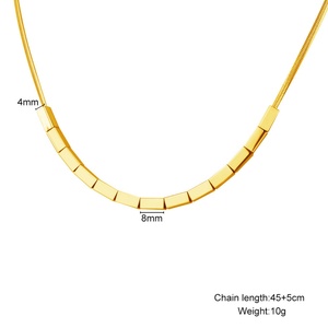 เครื่องประดับชุบทอง 18k PVD สแตนเลสสตีล สร้อยคอแบบโซ่ลายก้างปลา พร้อมจี้รูปทรงลูกบาศก์ DIY - Product Image 5