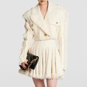 Benutzer definierte Neuankömmling Winter Frauen Mode Zweiteiler Set Damen bekleidung Luxus Langarm Luxus Elegante Kleidung