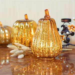 할로윈 유리 장식 파티 호박 LED 조명 크리스마스 호박 유리 램프