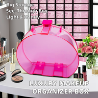 Boîte de rangement de maquillage en plastique Transparent étanche portable de grande capacité pour l'organisation de bijoux de cadeaux de jouets de maquillage