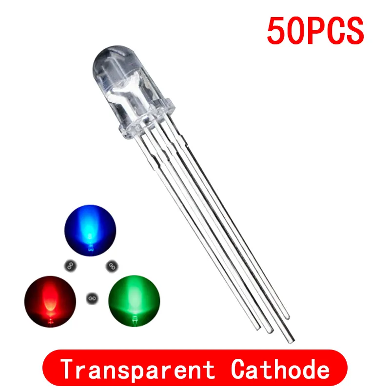 5mm full-color LED RGB red/green/blue Common Cathode/Anode Four feet transparent highlight color light 5mm diode colorful