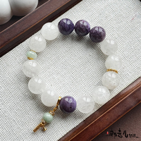 Pendentif artisanal Han Qian'er en cristal blanc naturel et jade en forme de boule de dragon violette, fait main, perles tendance pour femme, cadeau