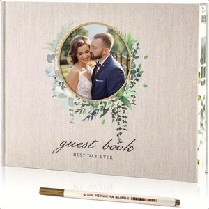 Libro degli Ospiti Premium per Matrimonio con Cornice Ovale Dorata, Album per Incollare Foto e Registro degli Invitati - Product Image 1