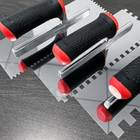 Truelle à carrelage carrée de qualité industrielle, dents carrées 8x8mm, acier inoxydable, poignée en caoutchouc antidérapante, texture ergonomique