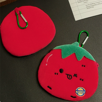 Sac de rangement pour pièces de monnaie en forme de tomate, porte-légumes, sac en peluche pour enfants, porte-clés