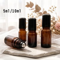 Flacons à bille en verre ambré anti-UV en gros, 5 ml-100 ml, rechargeables, pour huiles essentielles, étanches avec bouchon à vis