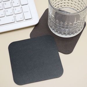 Retro Cowhide Texture <b>Coasters</b> Square Heat Resistant Stain Resistant Easy Clean Mats Pads For Tea Cups And Tea <b>Sets</b> - Product Image 3