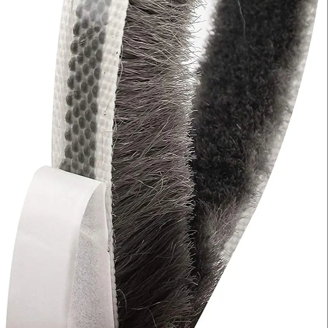 Factory Price Grey 7*5 mm Pile Weather Strip Sliding Door Adhesive Sealing Strip 2P/3P Density Wool Pile Weather Strip