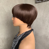 Perruque courte naturelle fabriquée à la machine pour femmes, en fibre résistante à la chaleur, perruque synthétique courte de style pixie sans colle