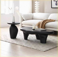 Table d'appoint d'angle de salon en bois massif style galet, Wabi-Sabi, moderne, minimaliste, noire, élégante, tendance, unique