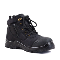 Bottes de sécurité hivernales à embout d'acier en cuir véritable mi-montantes avec semelle extérieure en PU/caoutchouc anti-perforation pour la construction et l'usine