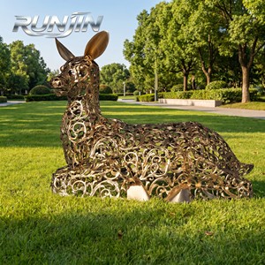 Scultura di Cervo in Acciaio Inossidabile Traforata, Saldato a Filo, per Esterni, Parchi, Prati e Paesaggi, Arte Metallica, Personalizzabile dal Produttore - Product Image 4