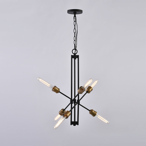 Lampadario Sputnik Contemporaneo a 6 Luci con Lampadine Edison, Illuminazione a Sospensione con Catena Regolabile in Acciaio, Decorazione Moderna per Casa e Ufficio - Product Image 4