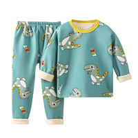 Ensemble de sous-vêtements thermiques pour enfants en soie de lait et polyester, dessin animé, garçons et filles, doublure en polaire, épais, caleçons longs, vêtements de maison pour bébé, pyjamas