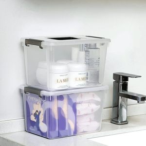 Transparent 2-Layer PP Rectangle <b>Folding</b> <b>Storage</b> <b>Box</b> 6-10L Capacity Modern Household Organization Multipurpose Use (Toys Snacks - Product Image 4
