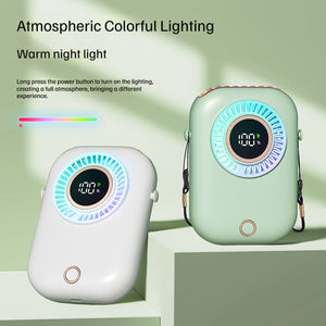 Mini ventilateur personnel rechargeable avec <span class=keywords><strong>5</strong></span> vitesses de vent, lumière d'ambiance <span class=keywords><strong>color</strong></span>ée et affichage de la puissance - Product Image 5