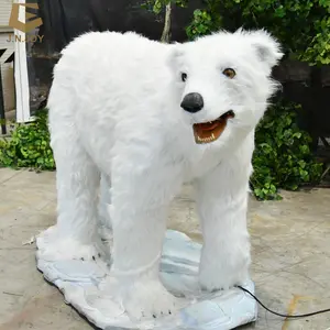 Robô animatronic realista feito à mão, urso polar, modelo animatronic para parque temático