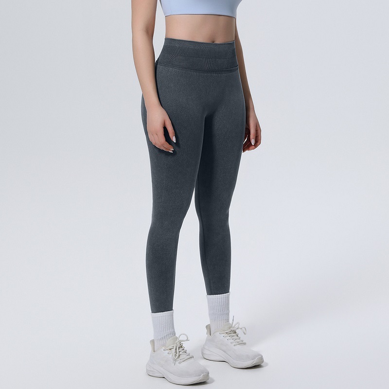 Seamless Yoga Pants High Waist Belly-lifting Hip Tight Full-Length Sweat-absorbent Breathable Lace Color Blocking Spandex/Nylon