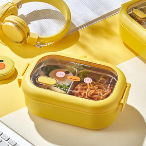 Boîte à bento Kawaii Boîte à <span class=keywords><strong>lunch</strong></span> thermos pour écoliers Boîte à bento en plastique en acier inoxydable - Product Image 4