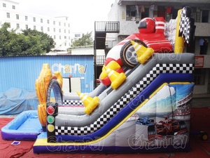 Passen Sie aufblasbare Rutsche Racing aufblasbare Türsteher Racing Go Kart Jumping Castle Wasser rutsche - Product Image 2