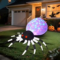 Décoration d'Halloween pour adultes, araignée gonflable de 6 pieds, lumières LED colorées, yeux rouges brillants, sans batterie, décorations intérieures/extérieures