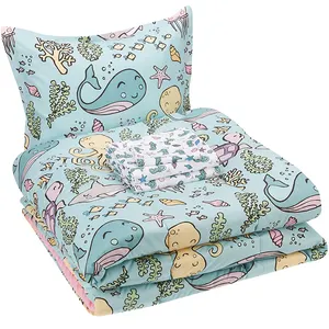 Ins Hot Cute Whales Sea world Kids Cartoon Girls Quilt bedding sets Eco-Friendly comforter set sheet set