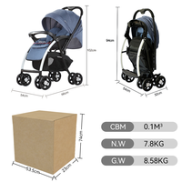 Poussette de voyage compacte pour bébé, pliable, légère, châssis en acier inoxydable, capacité de charge de 20 kg, pour 0-36 mois