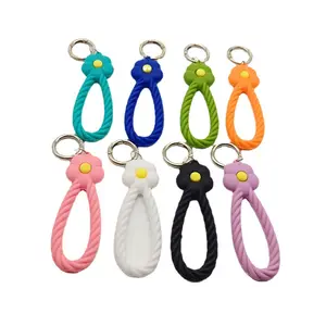 Mới lạ PVC hoa thiết kế Keychain tag đa-funtional xe Keychain chống mất khuyến mại keyrings