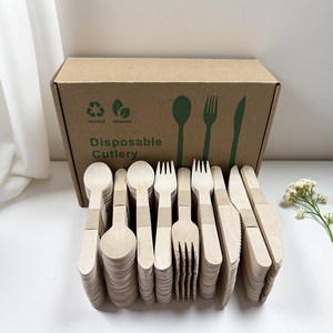 Juego de cubiertos de madera biodegradable Eco Life, precio de fábrica desechable, cubiertos de cocina y de viaje, vajilla en caja - Product Image 1