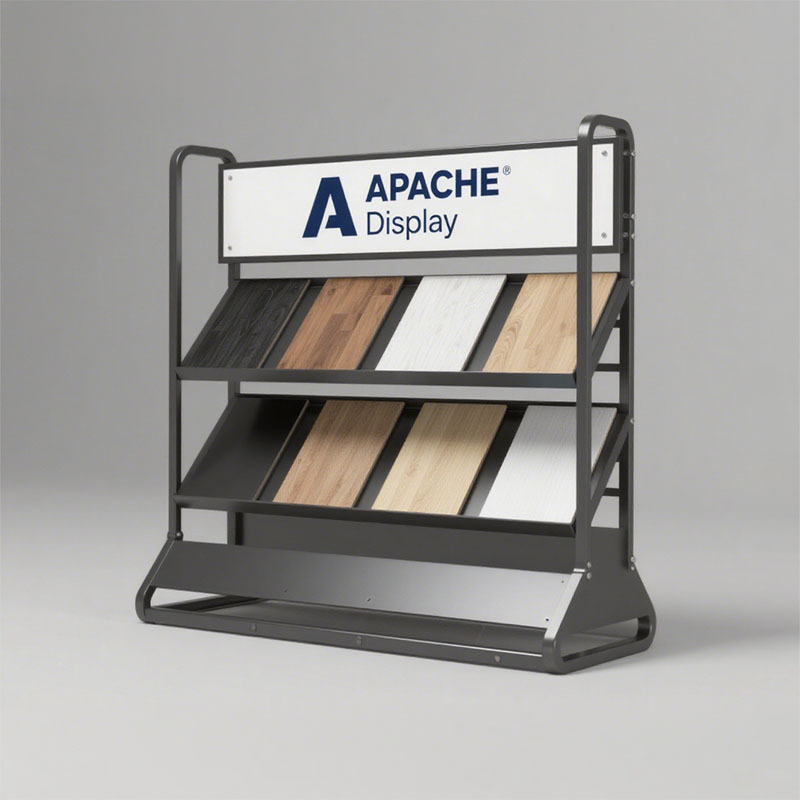 Apache Custom Metal Floor Granite Quartz Marble Ceramic Stone Tile Display Racks Showroom Display Stand with Header Wholesale — view 4