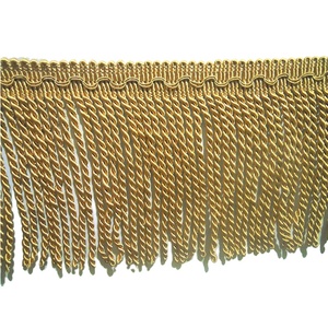 Accessoires de rideau de canapé double face en polyester <span class=keywords><strong>100</strong></span>% avec corde en dentelle et barbe, rangée torsadée, feuille d'or imprimée, <span class=keywords><strong>hauteur</strong></span> 20CM - Product Image 2