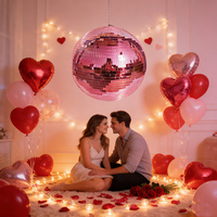 Bola de Discoteca Romántica Rosa con Espejos, Bola de Amor Brillante para Decoración de Pedidas de Mano, Regalo de Aniversario, Decoración de Dormitorio, Artículos para Fiestas de San Valentín