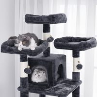 Grand arbre à chat multi-niveaux pour chats d'intérieur, perchoirs en peluche de luxe avec condo haut pour chat et poteaux à gratter en bois, fausse fourrure et sisal