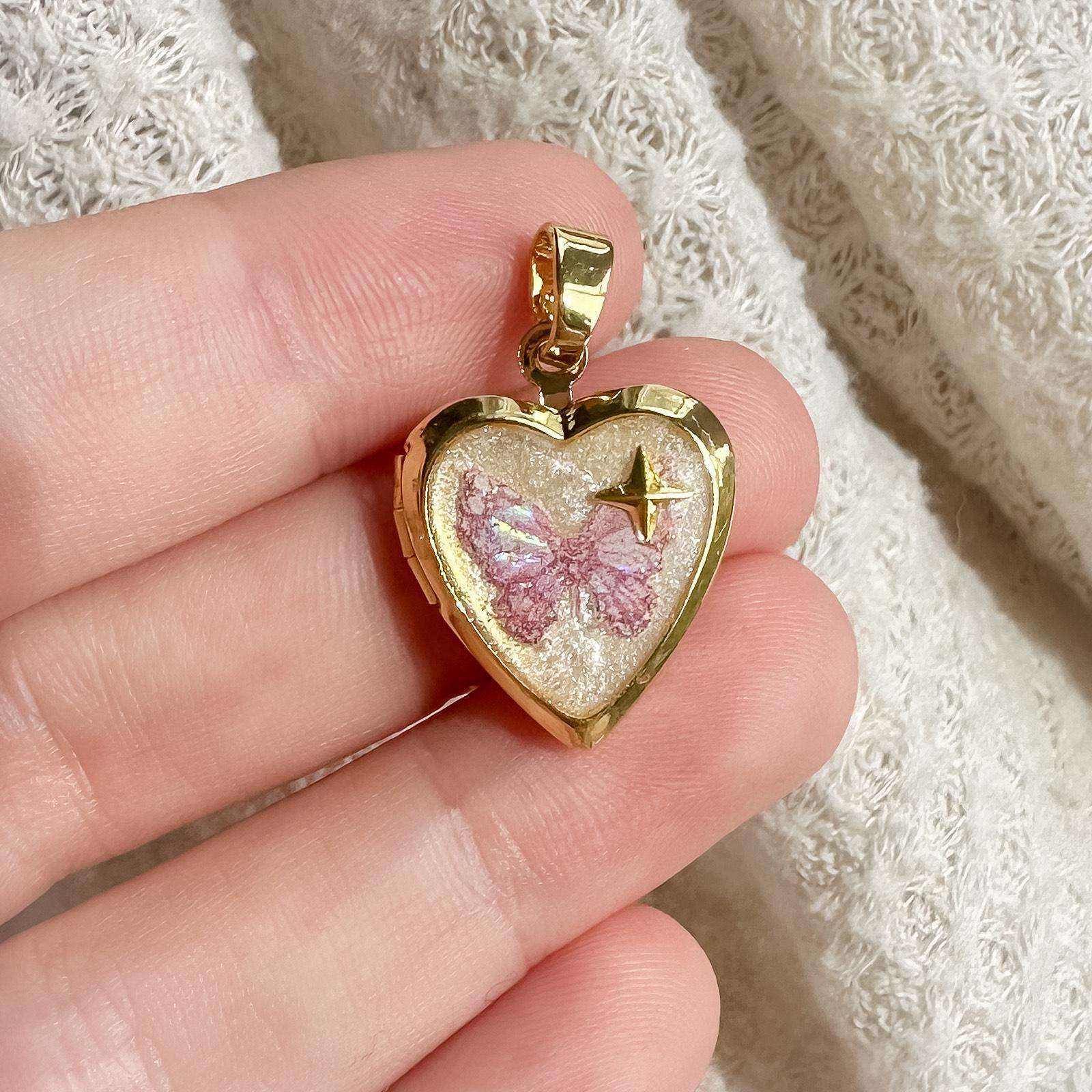 Pink butterfly love pendant