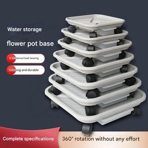 Grand pot à fleurs carré en plastique blanc, léger, durable, écologique, pour l'extérieur, avec des plateaux à roulettes pour le jardin et la maison - Product Image 2
