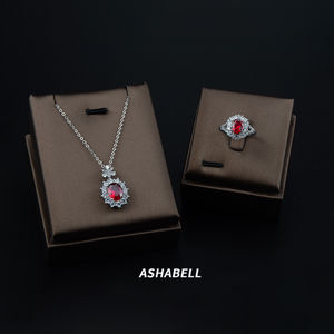 Set di Anello e Collana Luxy all'Ingrosso, Zirconia 5A, Argento 925, Gioielli Raffinati, Set Regalo di Natale per Donne - Product Image 1