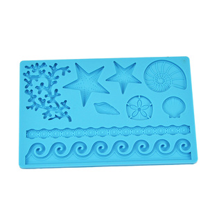 Ocean Series Silicone Cake Mold Star Shell Coral Reusable Fondant Chocolate Molds 19.7x12.7cm Baking Supplies - Product Image 1