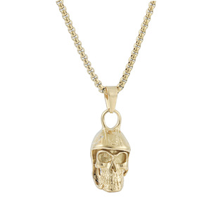 Colgante de calavera de acero inoxidable yunnique con cadena de Color plateado, collar de moda para hombres y mujeres, cadena de perlas cuadradas de 3,0x60cm, 122030 - Product Image 5