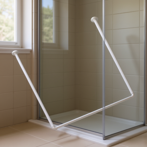 Tringle de douche à 3 côtés 80-80-80 cm blanche pour rideau de douche d'angle - Product Image 3