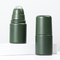 Flacons de parfum et déodorant personnalisés de 30 ml et 50 ml, rechargeables, en vert mat, avec bille en pierre de quartz et huile de ricin
