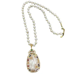 Mới tự nhiên Baroque ngọc trai Tourmaline Mặt dây chuyền cổ điển đá Mặt dây chuyền vòng cổ - Product Image 1