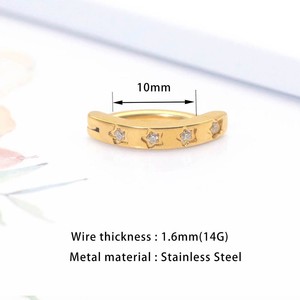 Anneau de nombril en acier inoxydable avec étoile en strass pour femme, bijou de nombril, cadeau, serti géométrique MME1200 - Product Image 2