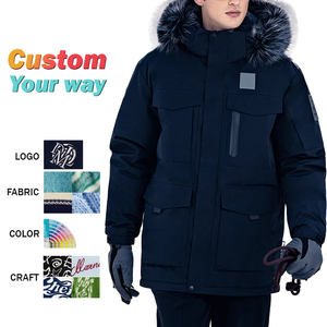 Wholesale Men's Casual Winter Fashion Long Cotton Jacket Waterproof Warm Jacket With Hood Coat Zipper Closed Down Jacket - Product Image 1