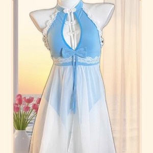 Golden Shuttle Weaving Fun Cheongsam <b>Lingerie</b> <b>Set</b> Sky <b>Blue</b> Viscose Sexy Style Women Adult 8135 - Product Image 1